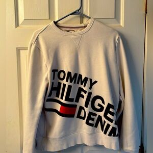 Vintage Tommy Hilfiger Cream Crewneck Sweater for Men